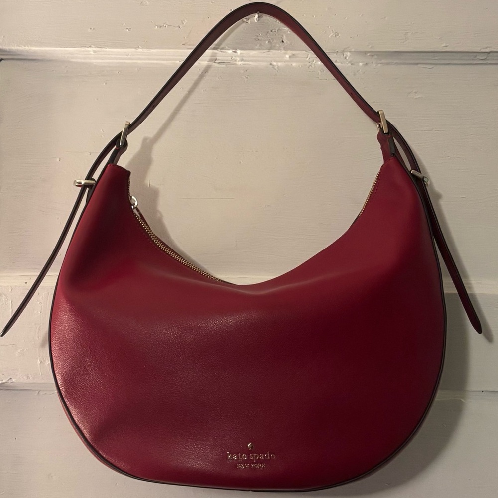 Kate Spade Large Nova Crescent Shoulder Bag Red Jam NWOT